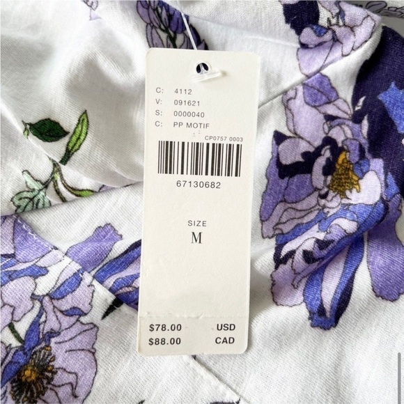 ANTHROPOLOGIE Floral V Neck ruched knit top size M - Picture 16 of 16